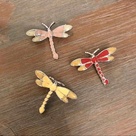 Gift 🎁 3 Dragonfly Brooches - NWOT - Picture 1 of 4
